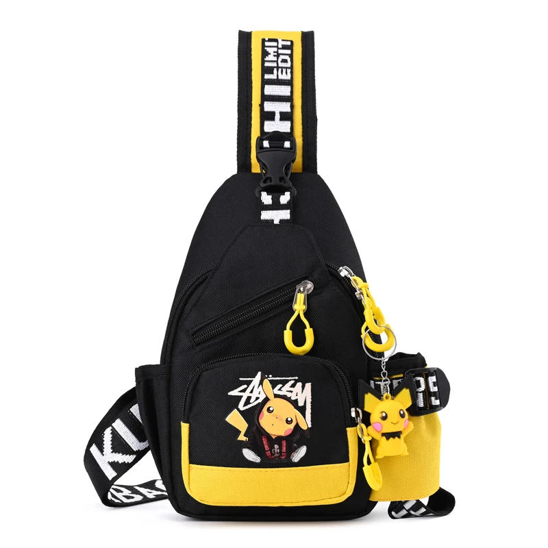 

Pokemon Pikachu Anime Shoulder Bag Chest Pack Cartoon Crossbody Handbags Children Portable Waterproof Small Backpack Kids Gifts