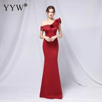 6 color one shoulder party evening dress fashion party long elegant slim sexy fishtail dress luxury evening party dresses