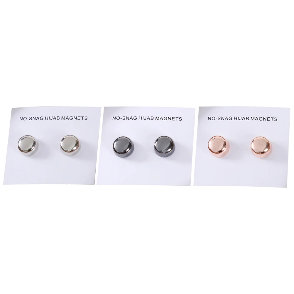 

3 Pairs of Alloy Magnetic Buttons Women Scarves Buckles Magnetic Cape Clasps Clothing Collar Buttons