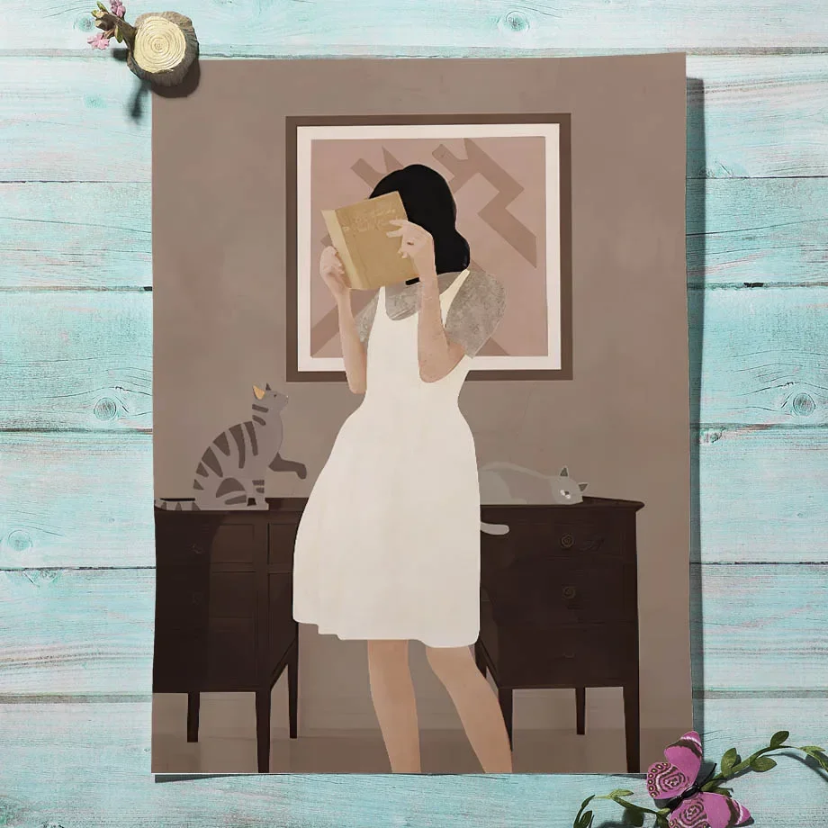 Настенная Картина на холсте в стиле бохо Минималистичная абстрактная девушка