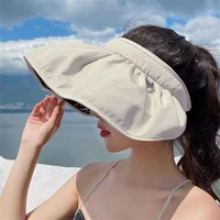 portable foldable wide brim sun hat beach cap for women empty top visors hats dual use headband gorras summer hair accessories
