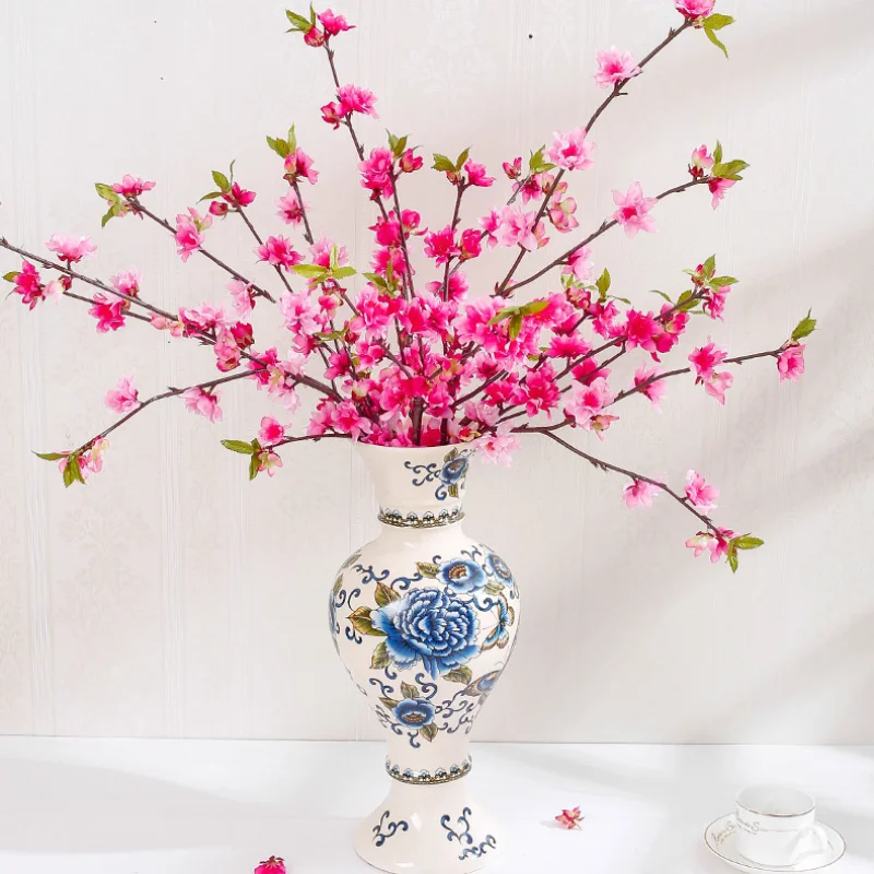

Artificial Flower Single Cherry Blossom 109cm4 Fork Plastic Cherry Blossom Branch DIYliving Room Decoration Valentine's Day Gift