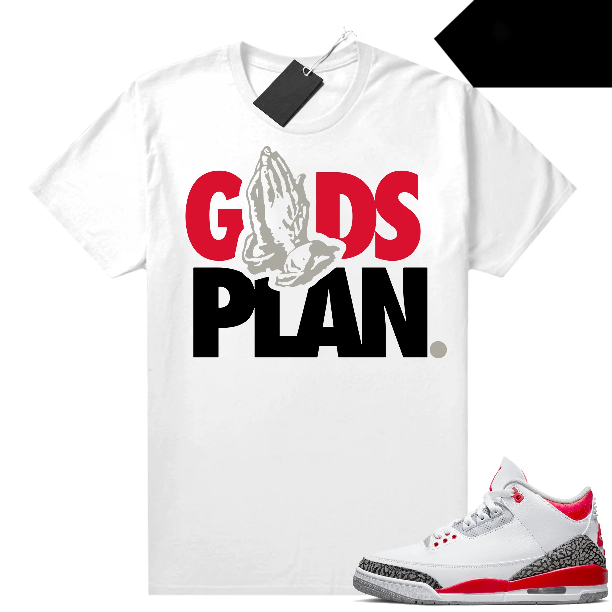 

Fire Red 3s Shirts Sneaker Match White Gods Plan Sneaker Clothing 100% Cotton Unisex Graphic T Shirts For Men
