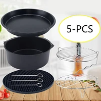 5pcs air fryer accessories fit multifunctional for airfryer baking basket pizza plate grill pot kitchen cooking tool for party