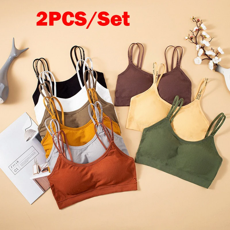 

2PCS Seamless Tank Top Yoga Sports Bra Breathable Comfort Beauty Back Female Crop Top With Paded Intimates Underwear