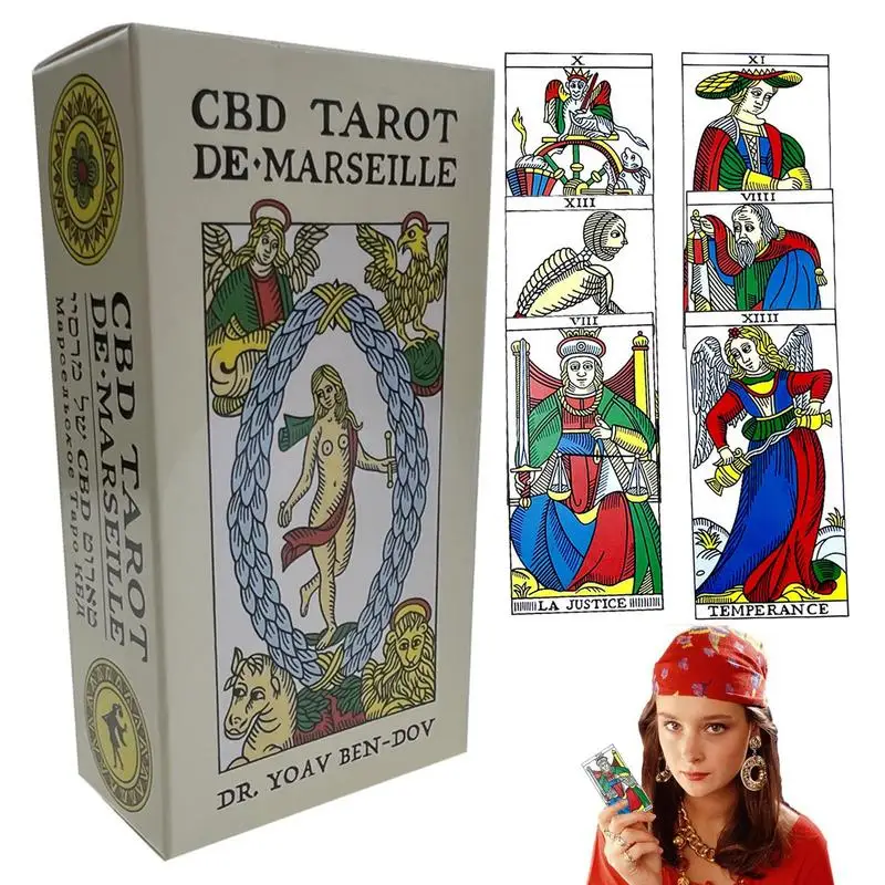 

Mini Tarot of Marseille Tarot Deck Full English Version Magic Tarot Board Game Universal Tarot Mini Rider Tarot with Guidebook