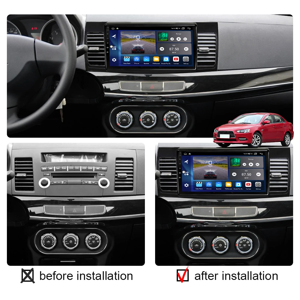 Мультимедийный Плеер Carplay 2 Din Android 13 Для Mitsubishi Lancer 2008-2016 Стерео Авторадио