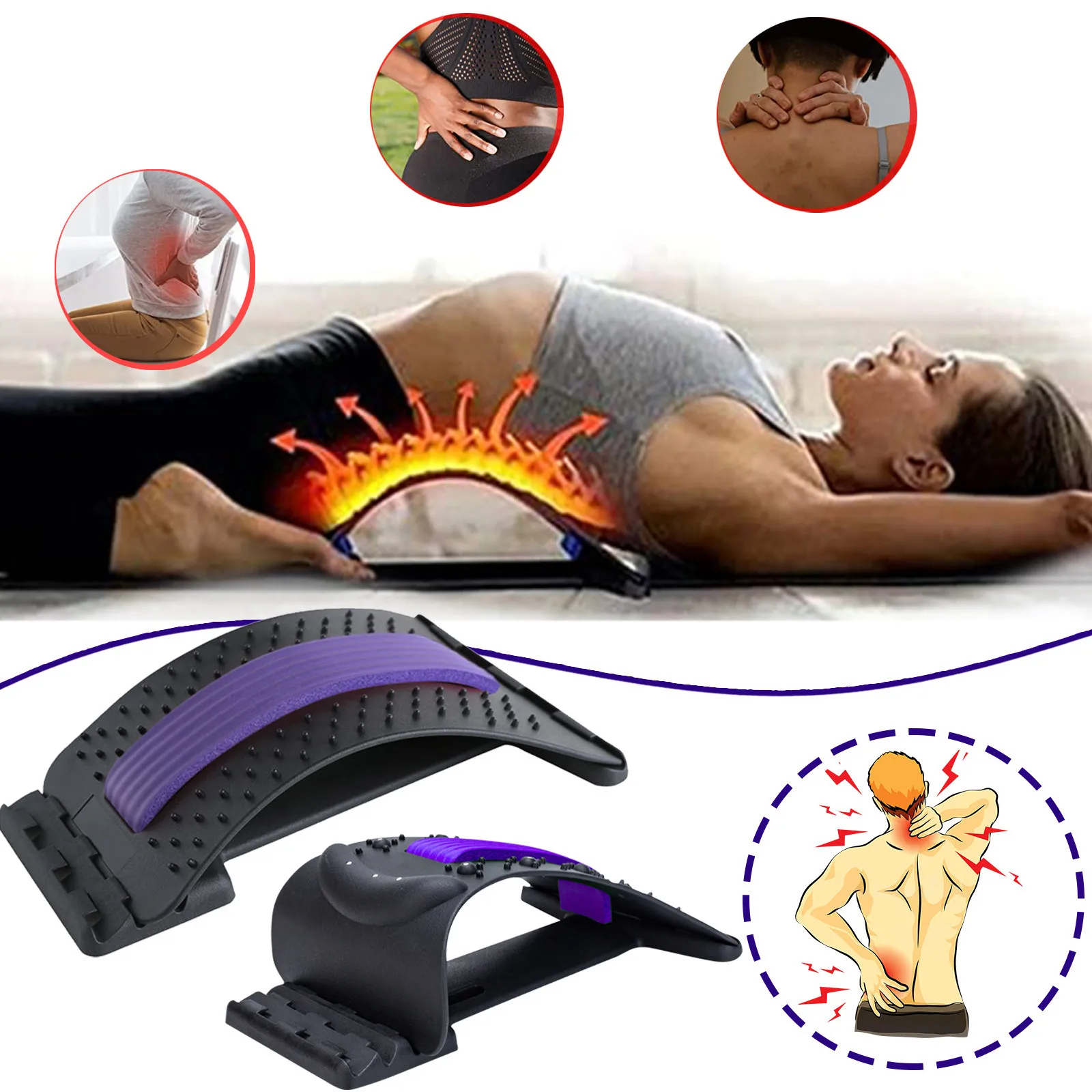 

Back Massager Stretcher Equipment Massage Tools Massageador Magic Stretch Fitness Lumbar Support Relaxation Spine Pain Relief#g3