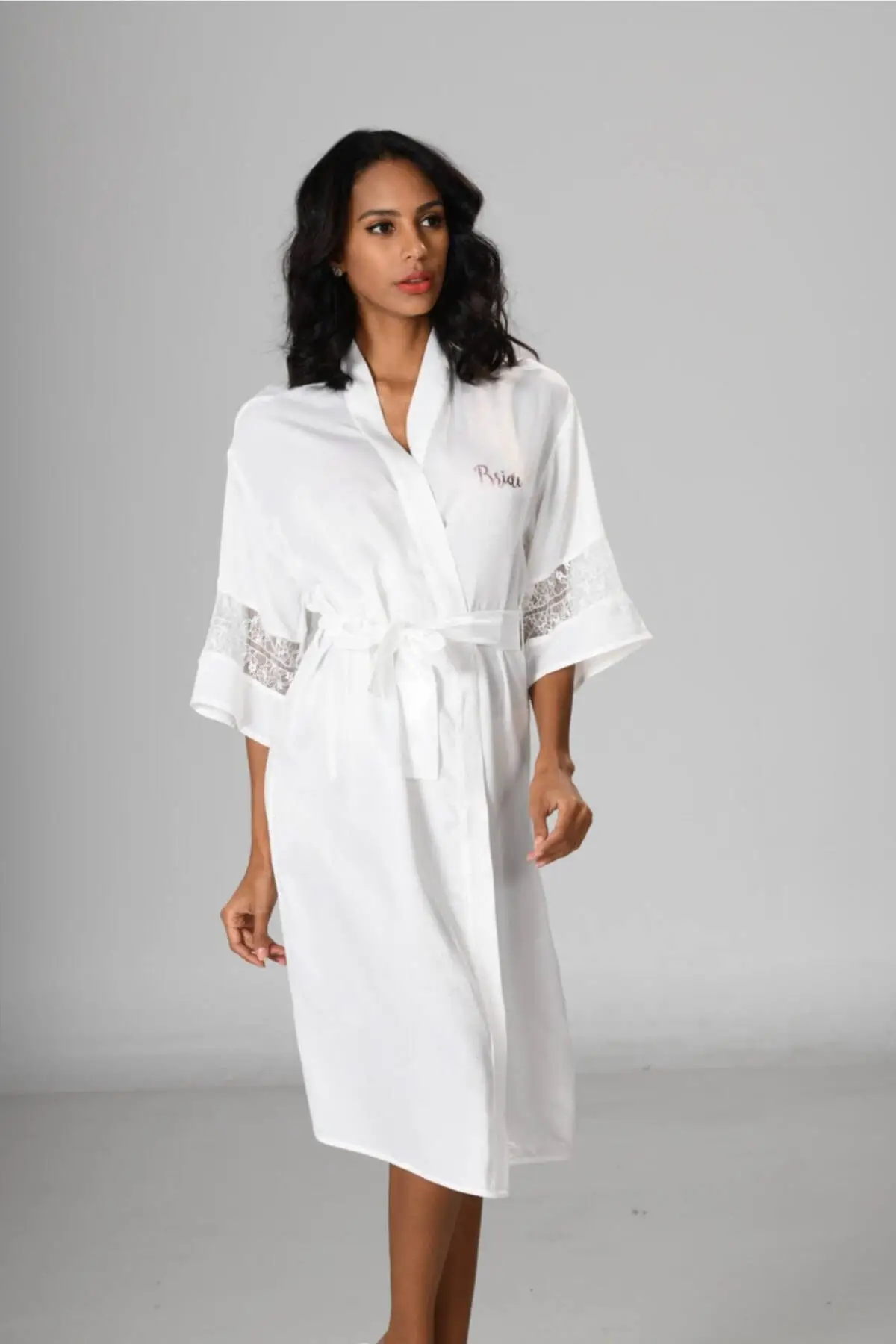 

Dressing Gown Ecru Lace Bride Fashion Robe Female Bathrobe Sexy Peignoir Kimono Bride Dressing Gown Gown Gown Gown Gown