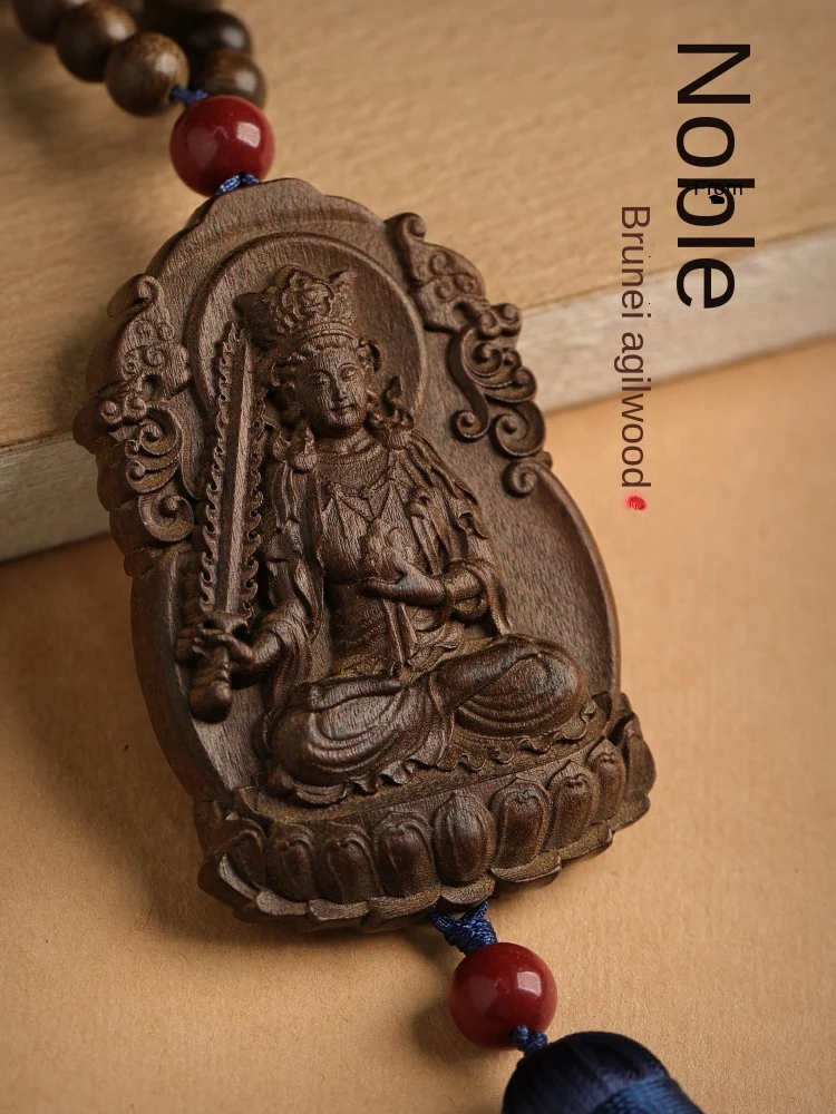 

Car ornaments figurines crafts Guanyin pendant carry-on Thousand-hand Buddha solid wood carved lucky card home decoration