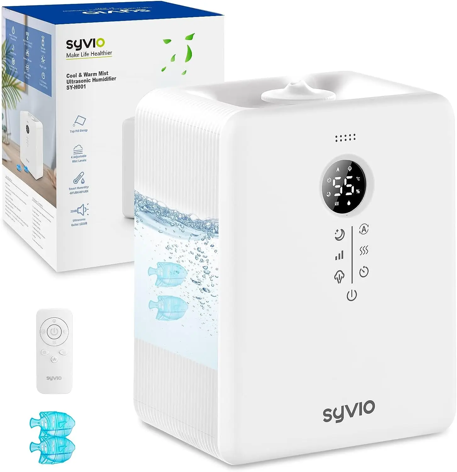 

Warm and Cool Mist Humidifiers for Bedroom Large Room, Syvio 6L Top Fill Air Humidifiers for Baby, Plants, Pets, Whole House Qui