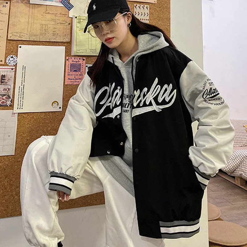 

Куртка женская осенняя в стиле Харадзюку, тонкая бейсбольная куртка с надписью, Повседневная Свободная верхняя одежда в Корейском стиле