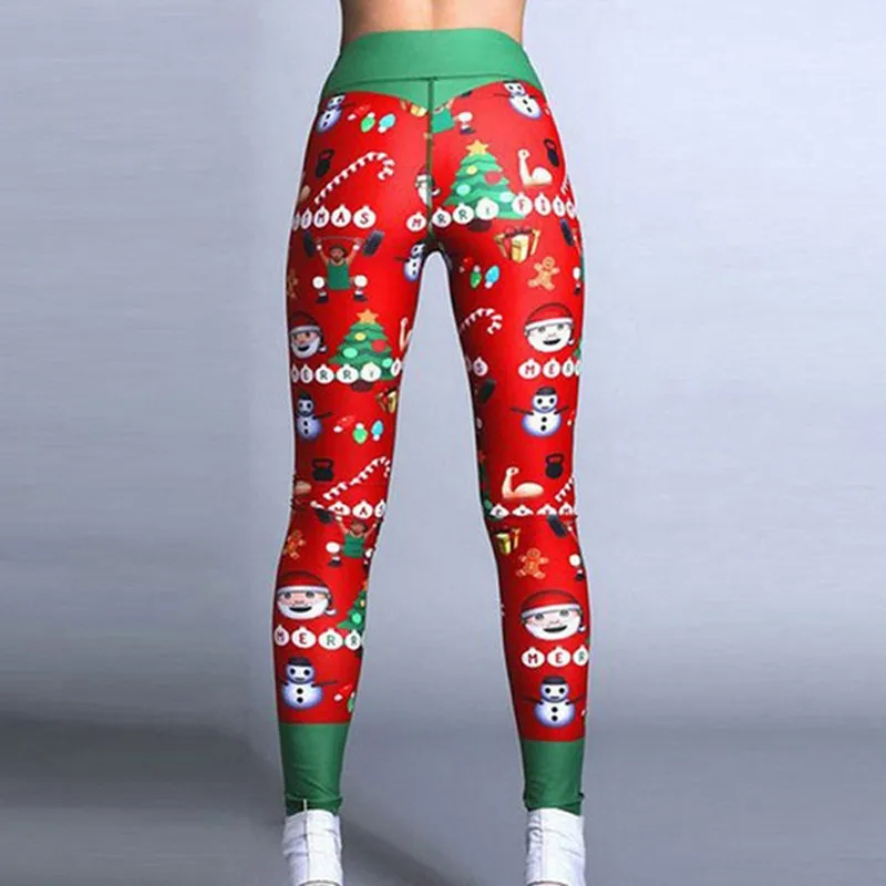 European And American Hot Women's Clothing, Christmas Printed Clothing, Fitness Leggings, Slim Nine-point Yoga Pants