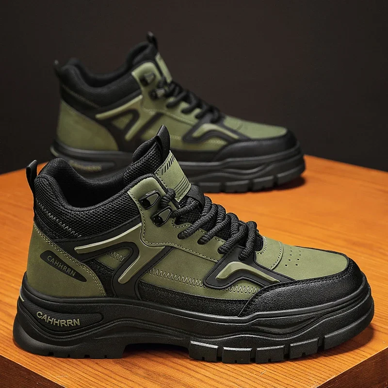 Ботинки мужская зимняя повседневная обувь кожаные ковбойские ботинки