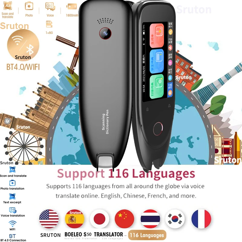 S50 smart 112 Languages translate Dictionary Translator Pen Scanner Text Scanning Reading Touchscreen Wireless Offline Function |