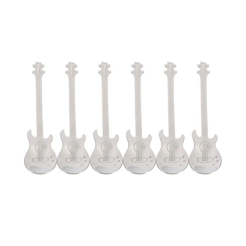 

Кофейные ложки для гитары, 18 шт. в упаковке, Необычные милые столовые ложки, перемешивающая ложка в форме гитары (серебристые)