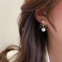 chic earrings shiny simple decorative fashion earrings drop earrings faux pearl earrings 1 pair
