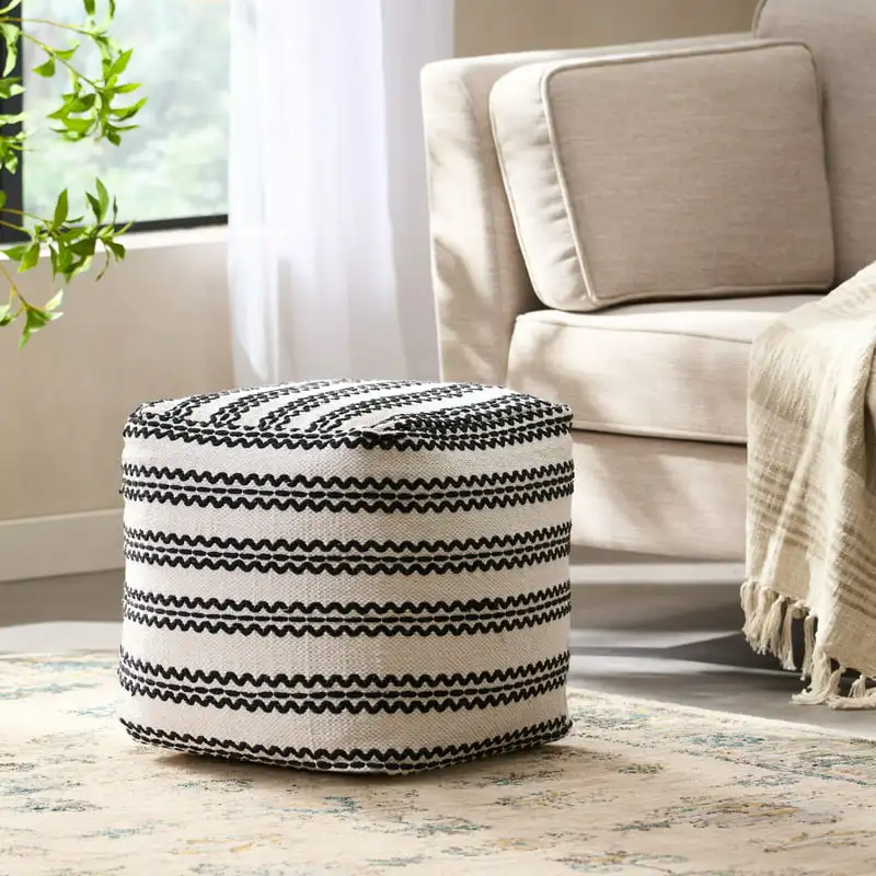 

Woven Cotton Pouf Foot Rest Stool Hallway Ottoman Home Decor Furniture Stool Small Wooden Stools Sofa