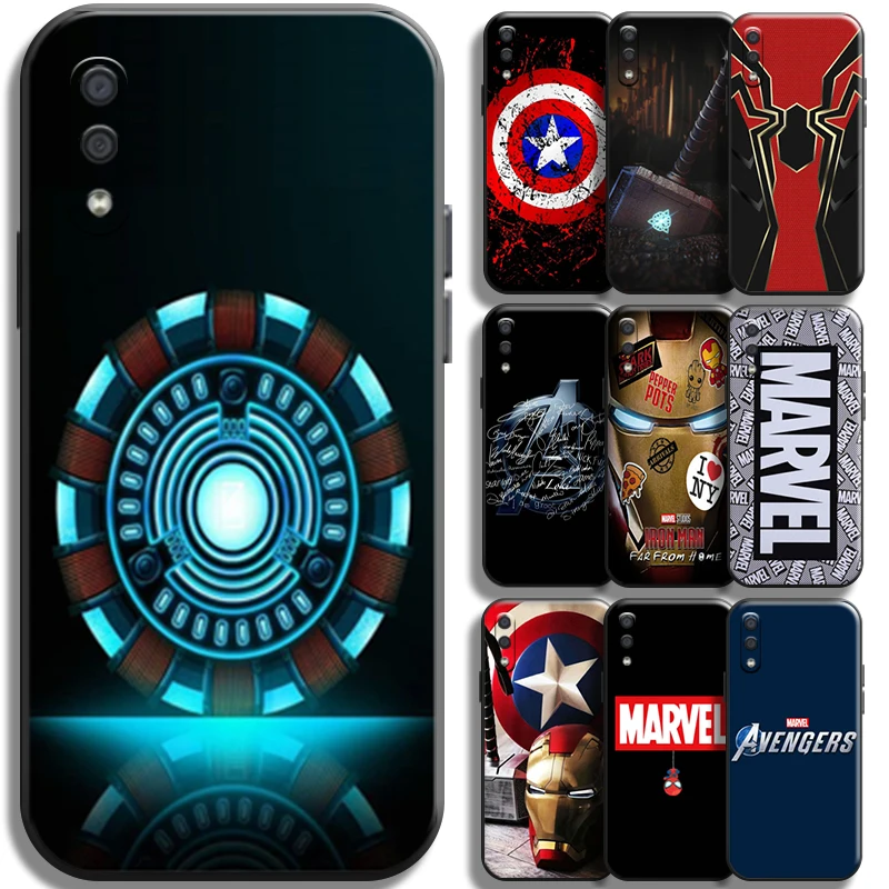 

Marvel Avenger Logo For Samsung Galaxy A01 A01 Core Phone Case Black Shockproof Cover Funda Full Protection Back Liquid Silicon
