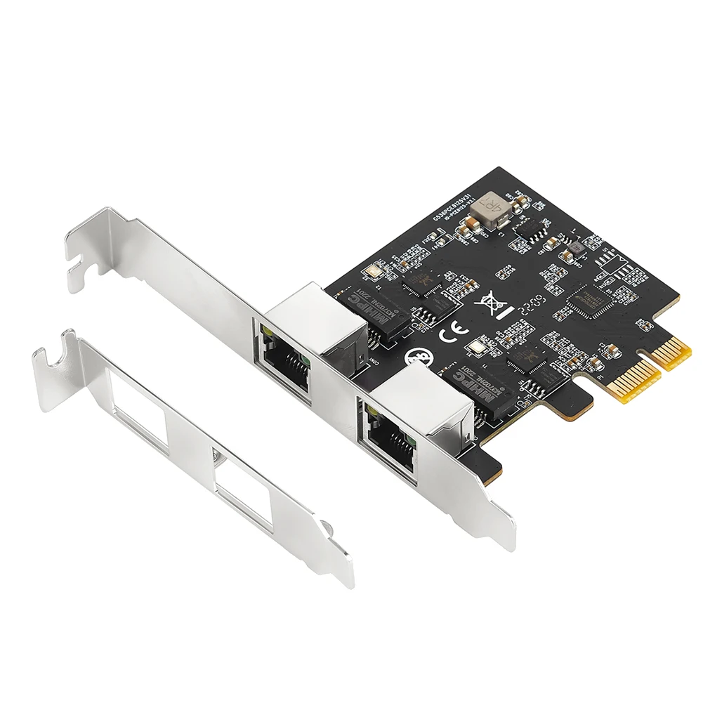 

PCIE Gigabit Network Card Adapter with 2 Ports 2500Mbps PCIe 2.5Gb RTL8125B Ethernet Card RJ45 LAN Controller Card