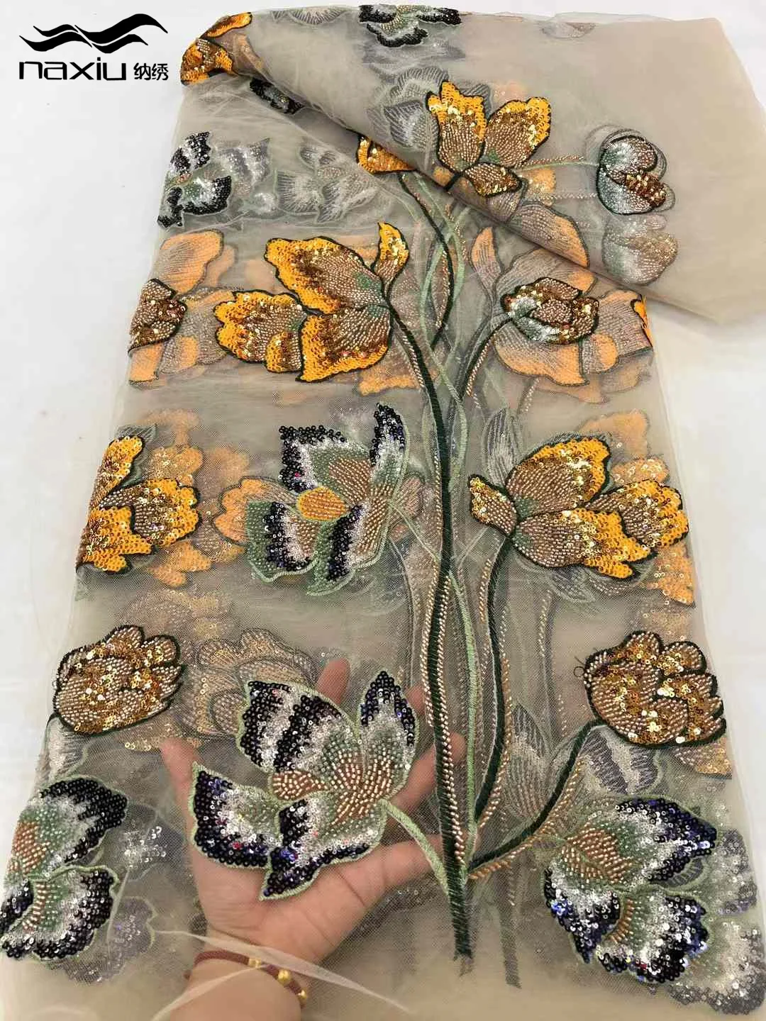 Роскошная последовательность Madison африканская кружевная ткань с бисером новинка