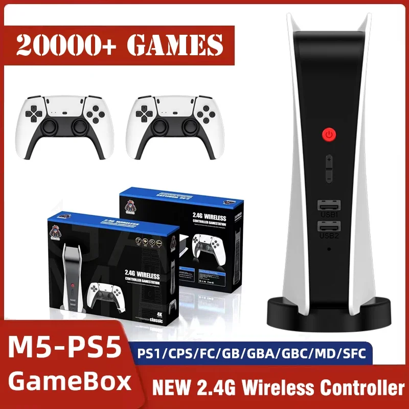 

Video Game Console Built-in 20000+ 128G Games For PS1/CPS/FC/GBA Wireless Controller Gamepad 4K Retro Game Tv Box Mini Handheld