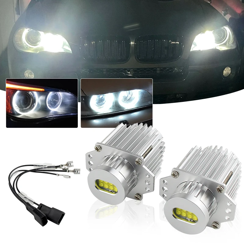 

2 шт., 6000K, белый, 5000LM, чипы XBD, светодиодный светильник Angel Eye Halo для BMW 04-08 E90/E91 LCI, модели галогенных фар