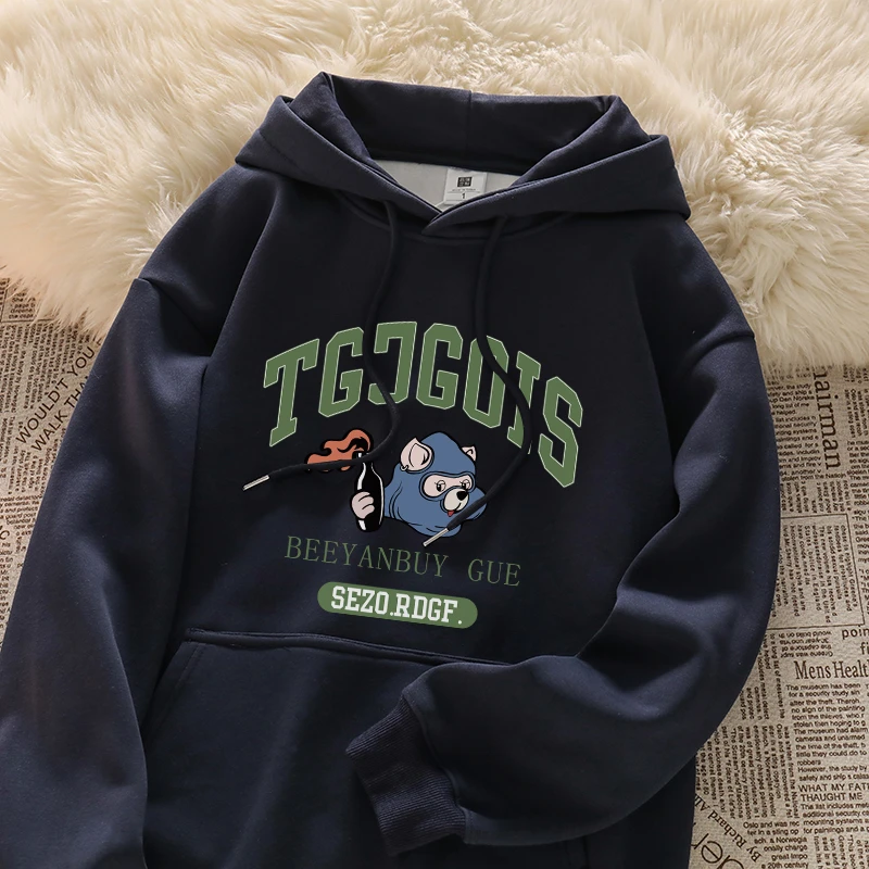

Hoodies Women 2022 Autumn Winter Graphic Sweatshirts Blue Pullover Hooded Oversized Sweatshirt Hoodie Streetwear Sudadera Mujer
