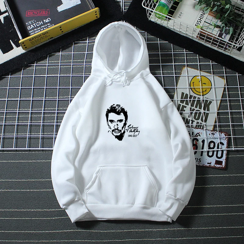 

Print Hoodie Sweatshirt Unisex Oversize Casual Student Fashion Hooded Sweatshirt Long Sleeve Johnny Hallyday 3 Hoodies