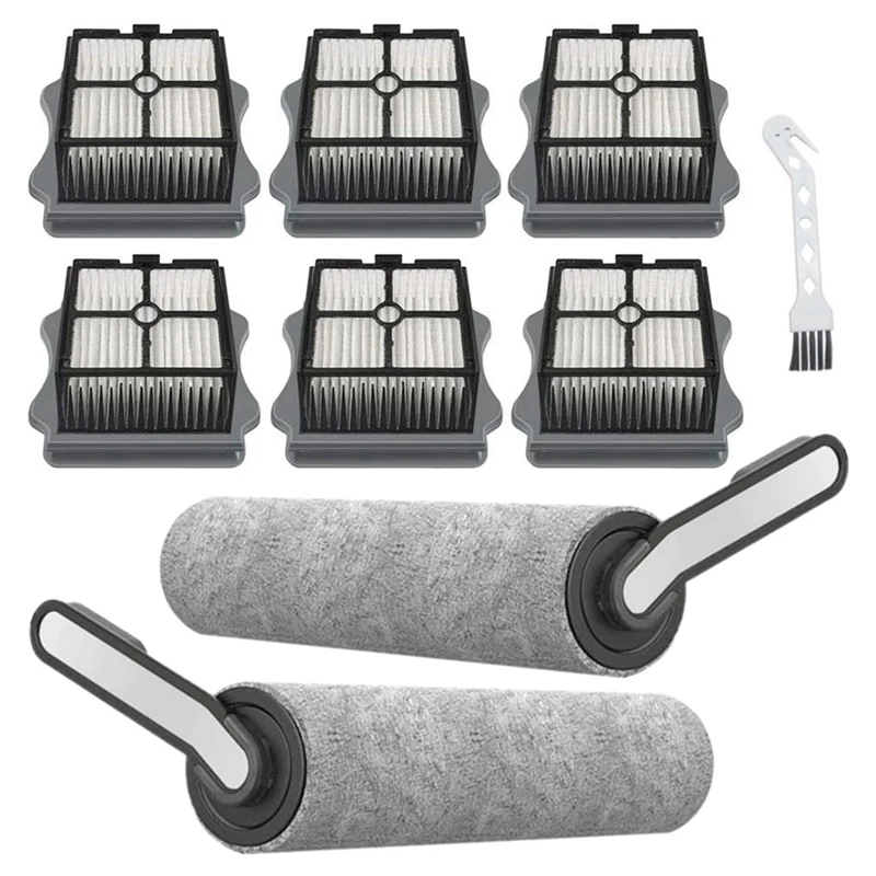 

2 Pack Multi-Surface Brush Roll And 6 Pack Vacuum Filter For Tineco Floor ONE S5 Hardwood Floors Vacuum Cleaner Parts
