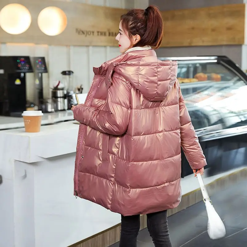 2023 Fashion Loose Women's Winter Down Cotton Jacket Hooded Warm Winter Coat Loose Thickening Parkas Female Pockets Overcoat S85