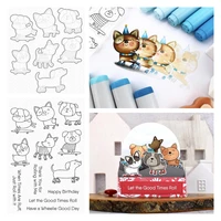 dog playing skateboard stamps scrapbook embossed paper card album craft template new for 2022 arrive hot