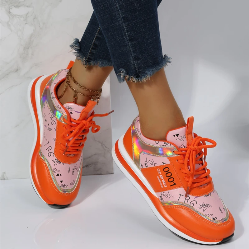 

Women Sport Shoes 2022 New Spring Autumn Mesh Breathable Fashion Flats Shoes Designer Mujer Lace vulcanization Sneakers