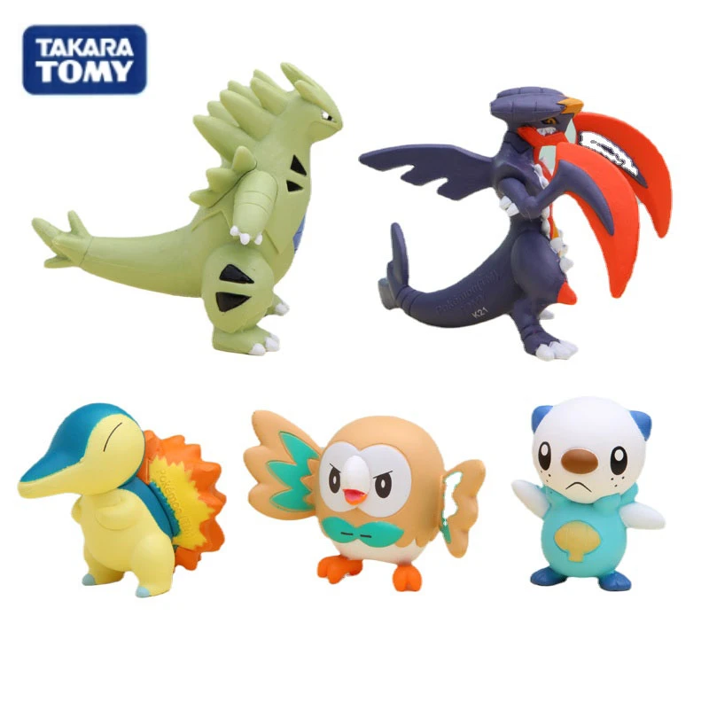 Japan Original Takara Tomy Pokemon Figures Garchomp Tyranitar Rowlet Cyndaquil Oshawott Action Figure Toys for Children 5cm