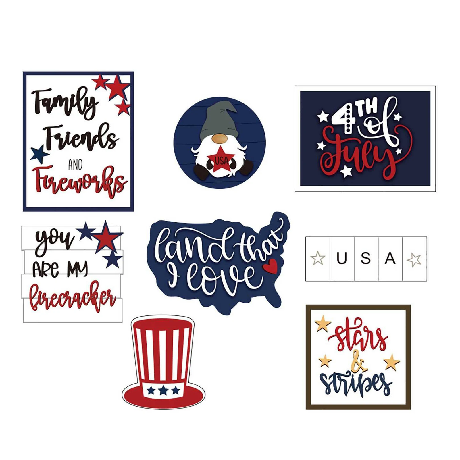 

7Pcs 4th Of July Tiered Tray Decorations Patriotic American Independence Day Party Supplies Farmhouse Table Decor