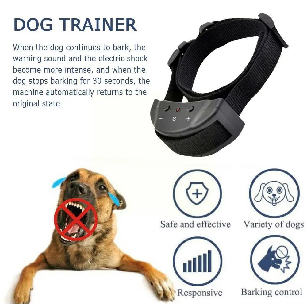 

Pet Dog Training Collar Anti Bark No Bow Automatic Shock Aboiement Tone Perro Anti Adiestramiento Device Collier Q2R5