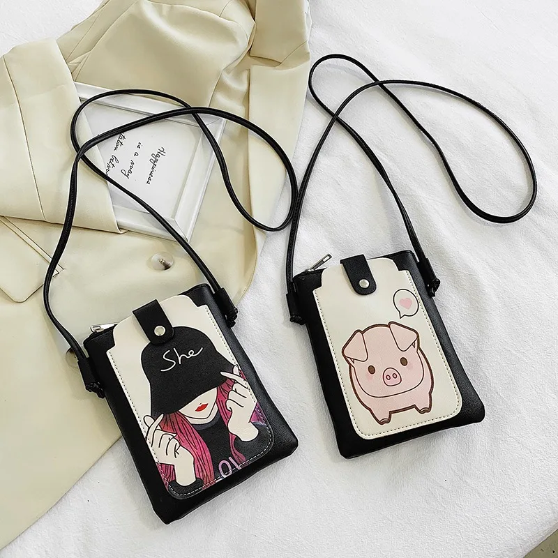 

Small bag for mobile phone female 2022 new one-shoulder messenger bag trend student purse small fresh mobile phone bag