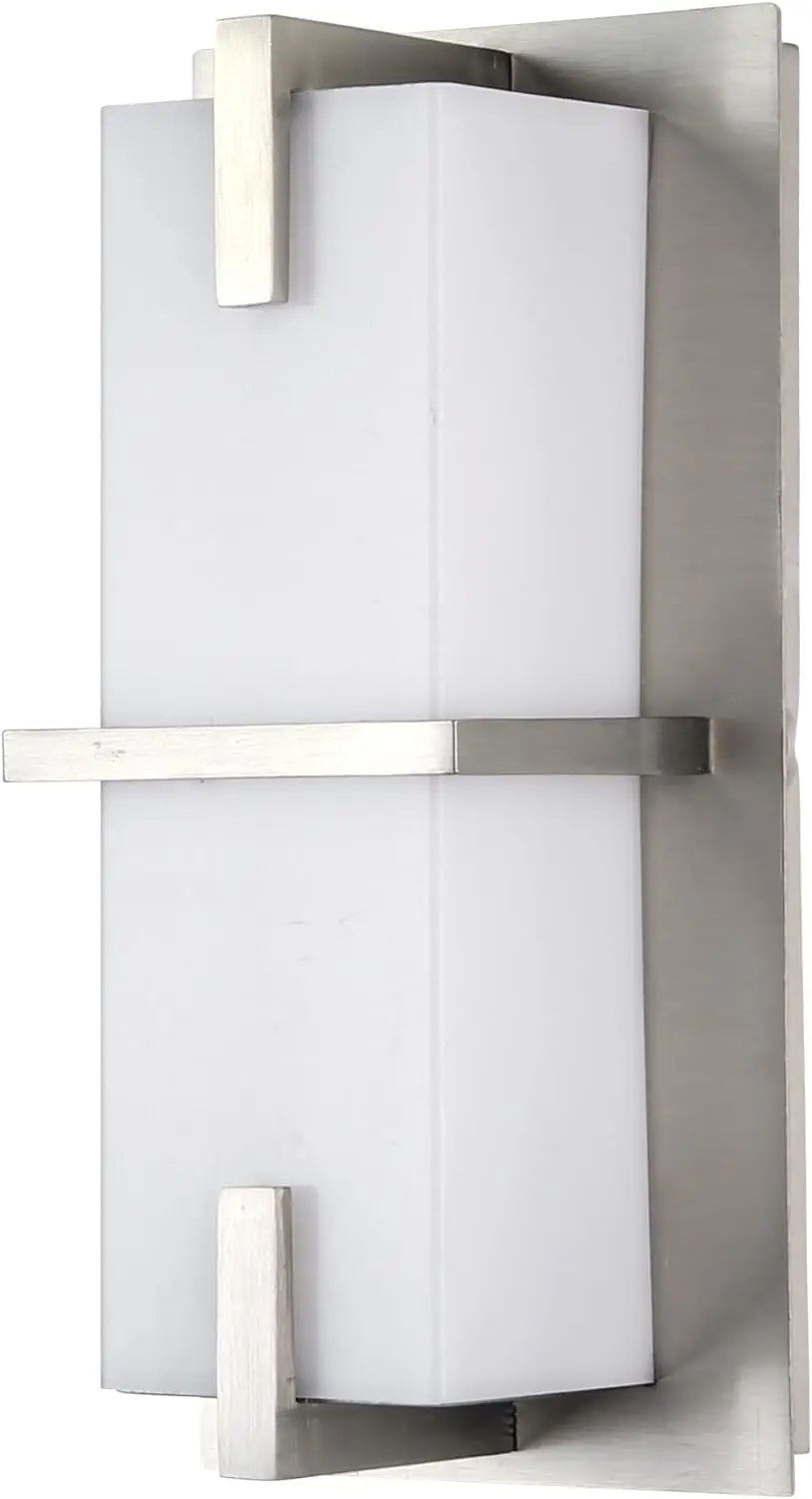 

10-Inch LED Rectangular Sconce, 12 Watts(75W=), 800 Lumens, Color Selectable 30K/40K/50K, Dimmable, ETL Listed, Brushed Nickel,