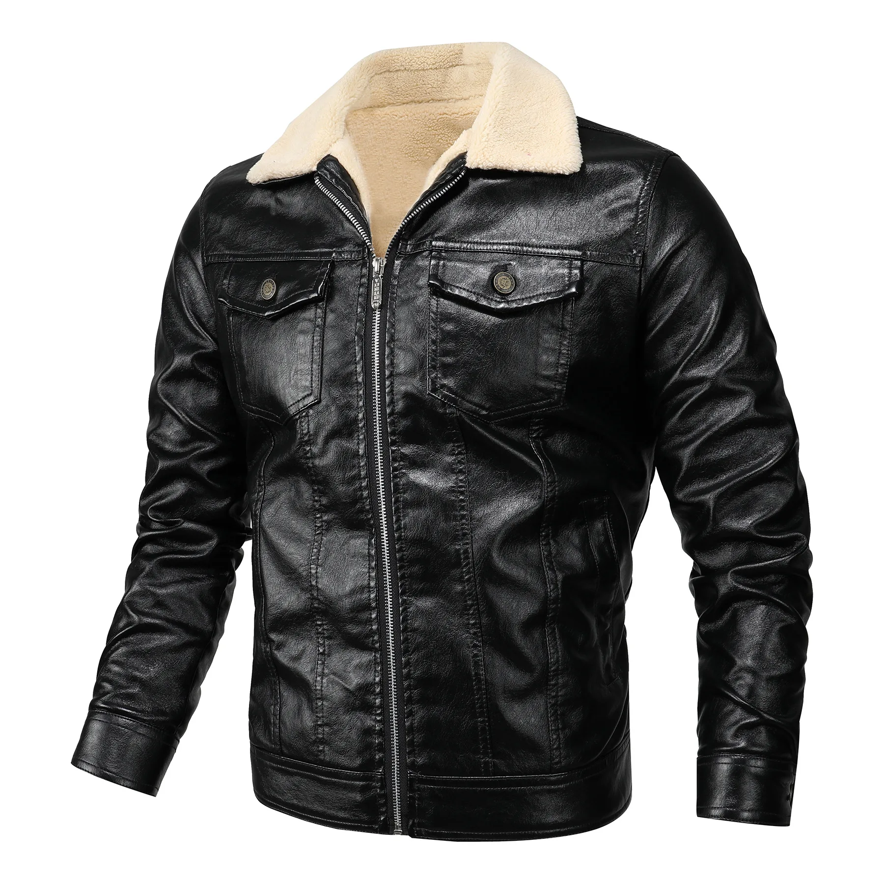 Мужская зимняя куртка из искусственной кожи Chamarra Hombre Biker