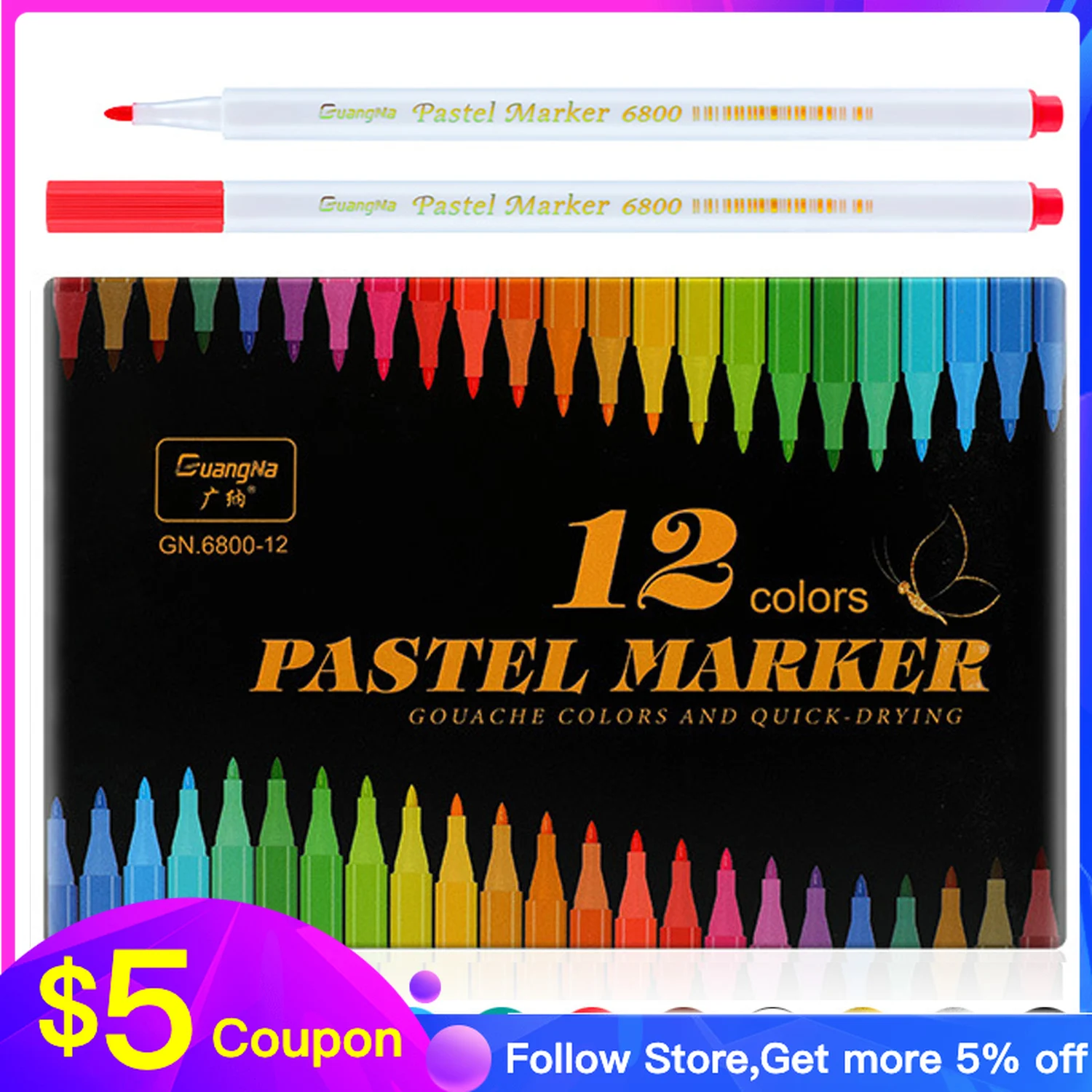 

Acrylic Pen 12 Assorted Colors Paint Markers Art Markers 1-2mm Tip Highlighters Marker Pens for Painting Chisel Tip Highlighters