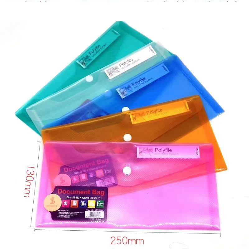 

A6 Color Transparent File Bag Folder Snap Bag Plastic Bag Data File Bag To Store Office Supplies