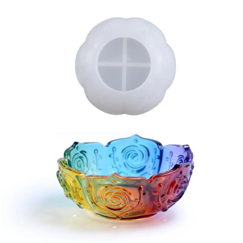 

Diy Crystal Drop Glue Epoxy Resin Rose Lotus Storage Bowl Mirror Silicone Mold