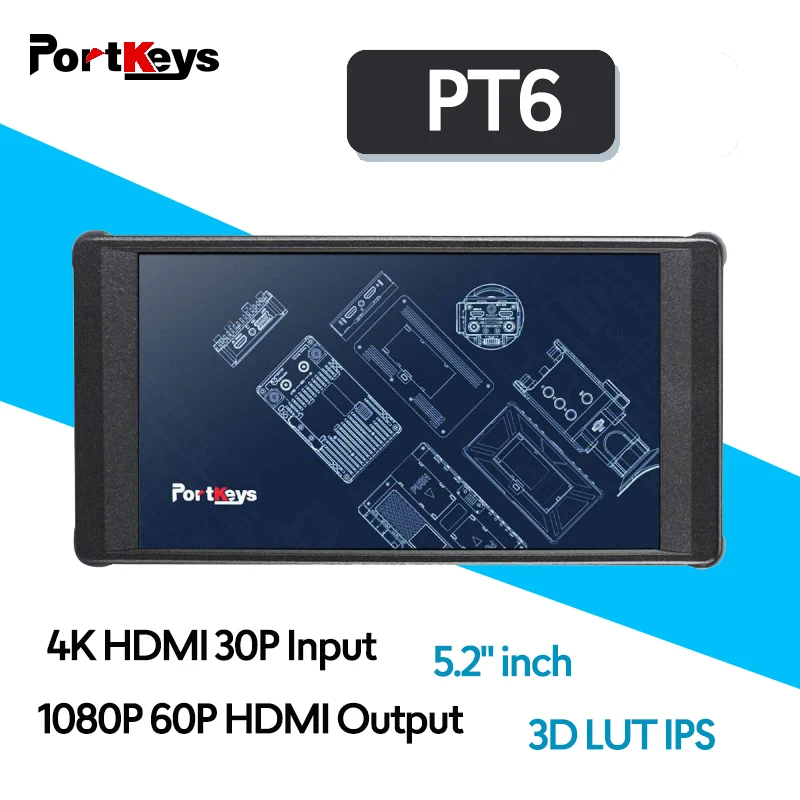 

Portkeys PT6 Field Mointor for Live Streaming 5.2 inch Touch Screen Monitor 3D LUT output 1920x1080 600nit 1080P 4K-HDMI Display