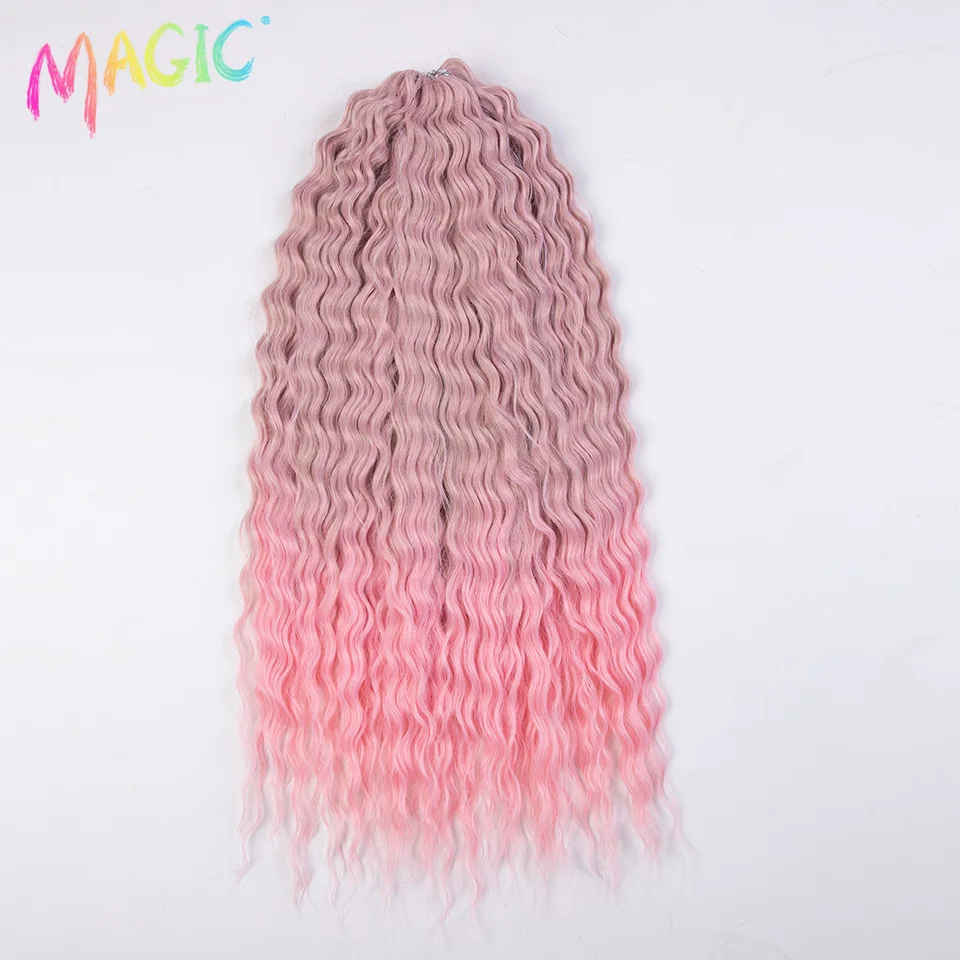 Magic Synthetic Hair Water Wave 24Inch Braid Hair Twist Crochet Hair Ombre Blonde Pink Deep Wave Braiding Hair Extension Cosplay