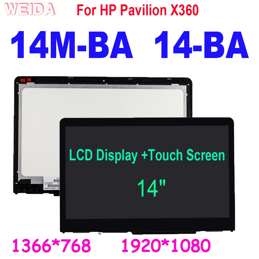 

14 "FHD LCD For HP Pavilion X360 14M-BA 14-BA Series LCD Display Touch Screen Digitizer Assembly Frame 1366 * 768 or 1920 * 1080