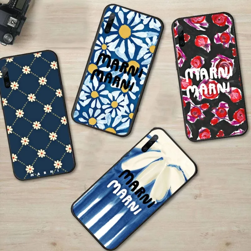

Модный дизайнерский чехол M-Marni для телефона Huawei P50 P40 P30 Pro Lite P Smart 2021 2019 Magic 3, черный мягкий чехол для телефона