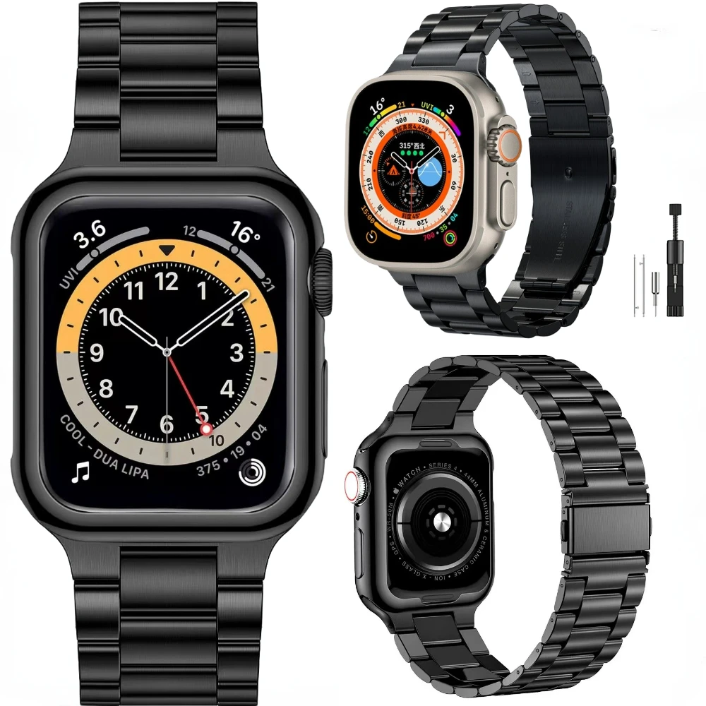 Ремешок из нержавеющей стали для Apple Watch Band Ultra, металлический браслет для iWatch Series 8 7 SE 3 4 5 6, 49 мм 45 мм 44 мм 42 мм 41 мм 40 мм 38 мм