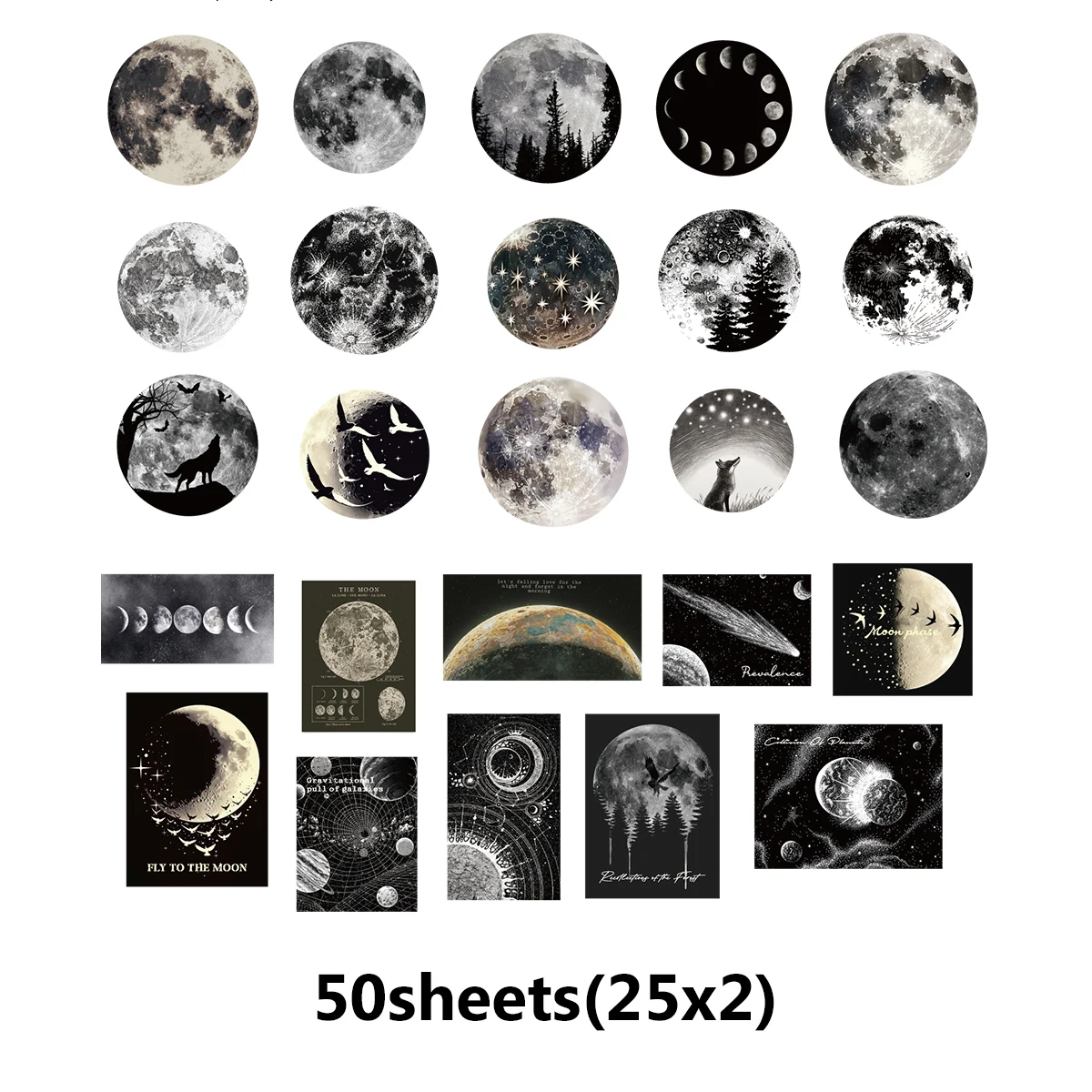 

Набор из 50 стикеров "Луна" от etori life