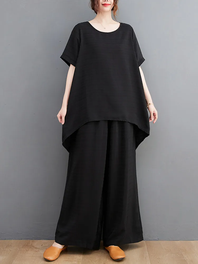 

Летний повседневный комплект из 2 предметов, футболка с коротким рукавом, свободная футболка, Топ для женщин 2022, одежда для футболок, широкие...