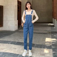 feynzz 2022 spring and autumn new denim overalls nine points casual trendy pants womens loose fat mm slim student jumpsuit